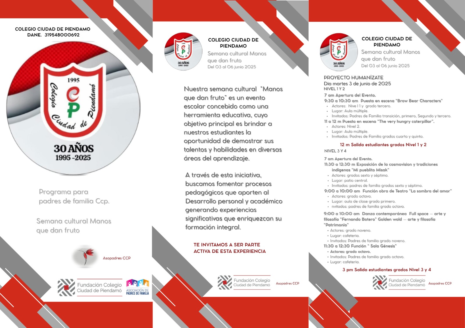 PROGRAMA PARA PADRES CCP - SEMANA CULTURAL " MANOS QUE DAN FRUTO"
